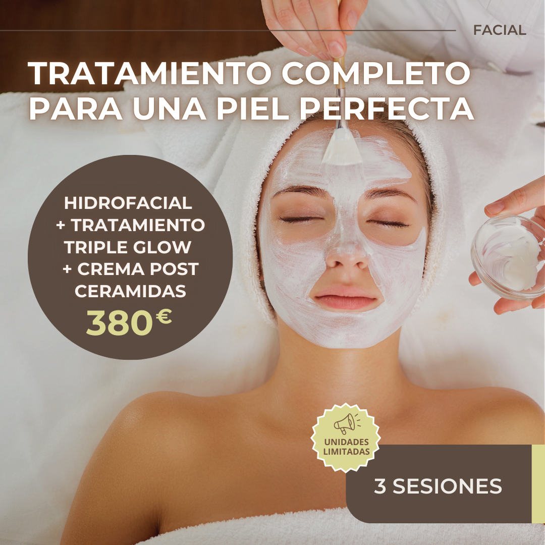 3 SESIONES DE HIDROFACIAL + TRATAMIENTO TRIPE GLOW + CREMA POST CERAMIDAS